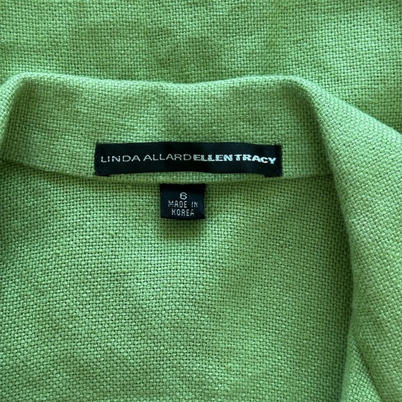 Vintage Linda Allard Ellen Tracy 100% Linen Green Blazer for Women Size 6 - Picture 4 of 6